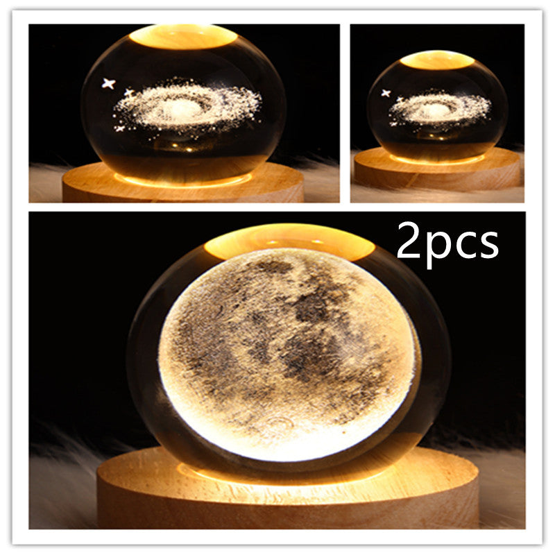 Crystal Ball Lamp Home Decor Night Light With 3D Planets - Once-Again.uk
