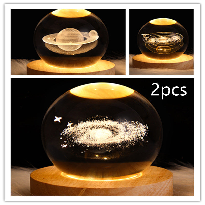 Crystal Ball Lamp Home Decor Night Light With 3D Planets - Once-Again.uk