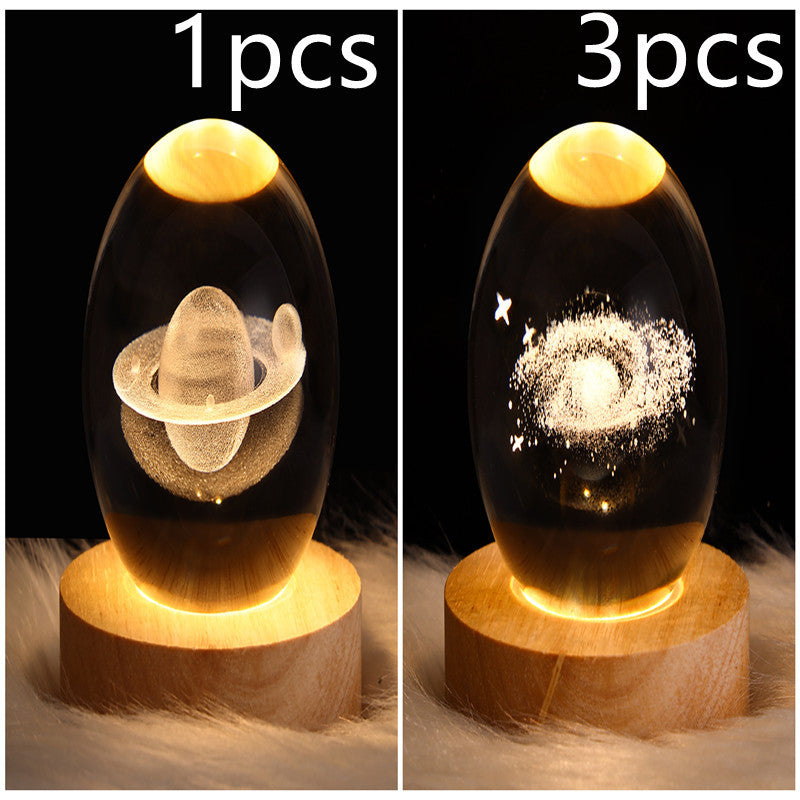 Crystal Ball Lamp Home Decor Night Light With 3D Planets - Once-Again.uk