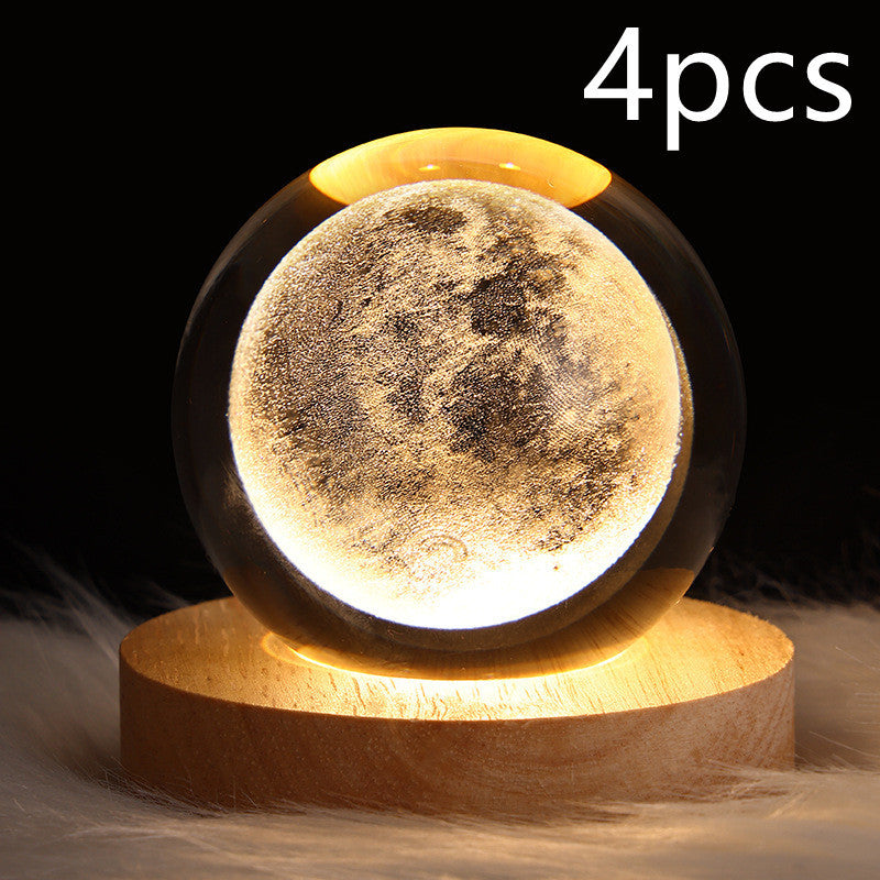 Crystal Ball Lamp Home Decor Night Light With 3D Planets - Once-Again.uk
