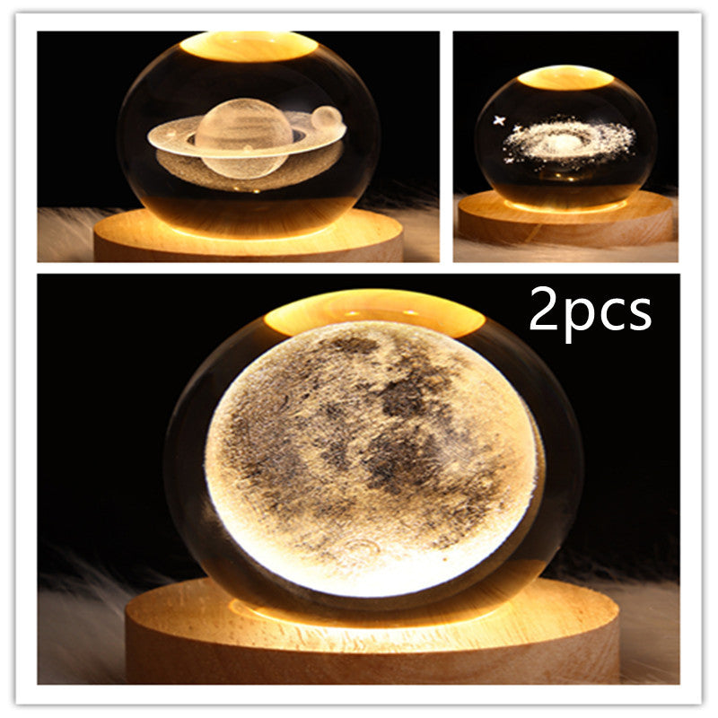 Crystal Ball Lamp Home Decor Night Light With 3D Planets - Once-Again.uk