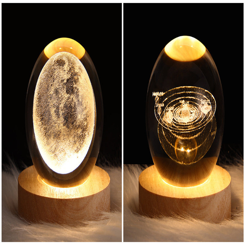 Crystal Ball Lamp Home Decor Night Light With 3D Planets - Once-Again.uk