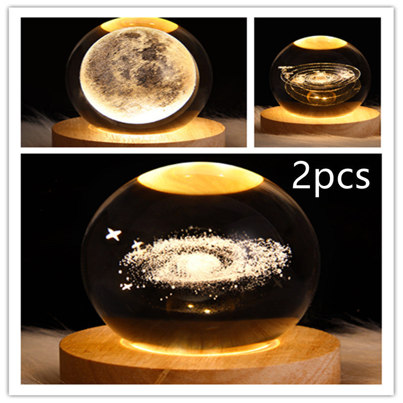 Crystal Ball Lamp Home Decor Night Light With 3D Planets - Once-Again.uk