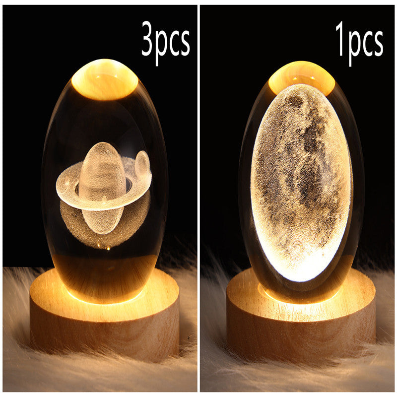 Crystal Ball Lamp Home Decor Night Light With 3D Planets - Once-Again.uk