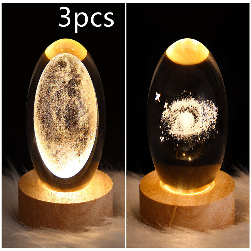 Crystal Ball Lamp Home Decor Night Light With 3D Planets - Once-Again.uk