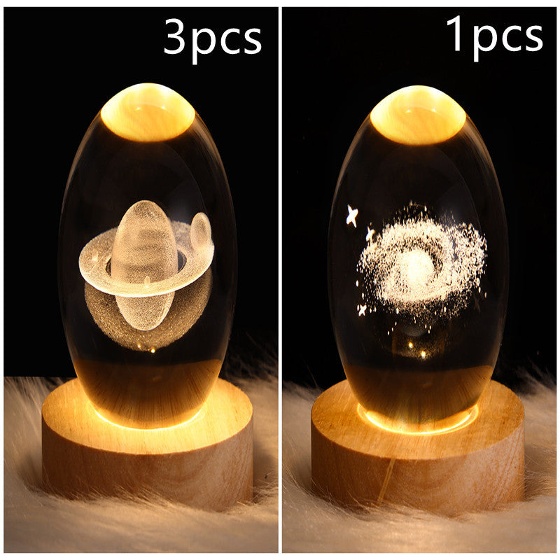Crystal Ball Lamp Home Decor Night Light With 3D Planets - Once-Again.uk