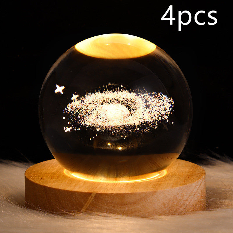 Crystal Ball Lamp Home Decor Night Light With 3D Planets - Once-Again.uk