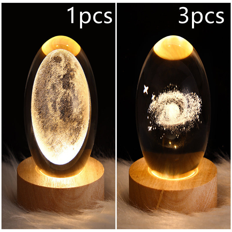 Crystal Ball Lamp Home Decor Night Light With 3D Planets - Once-Again.uk