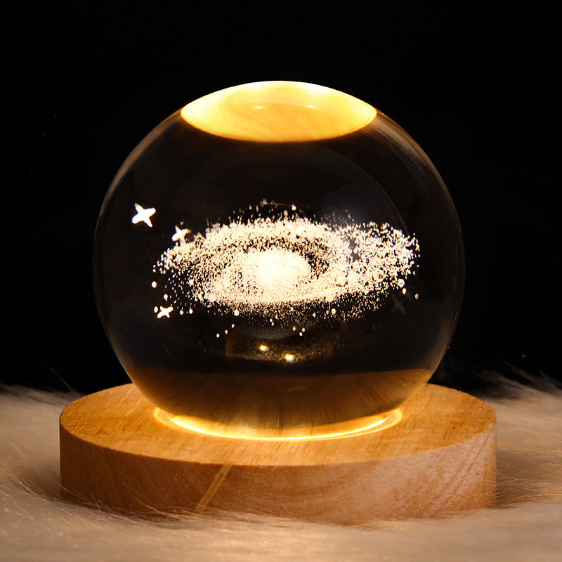Crystal Ball Lamp Home Decor Night Light With 3D Planets - Once-Again.uk