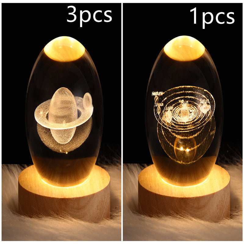 Crystal Ball Lamp Home Decor Night Light With 3D Planets - Once-Again.uk