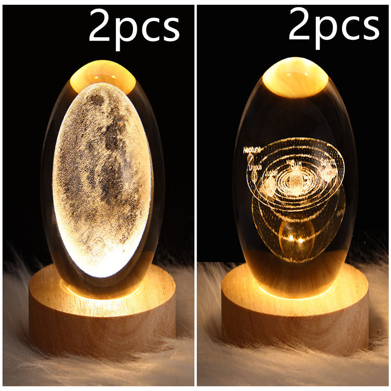 Crystal Ball Lamp Home Decor Night Light With 3D Planets - Once-Again.uk