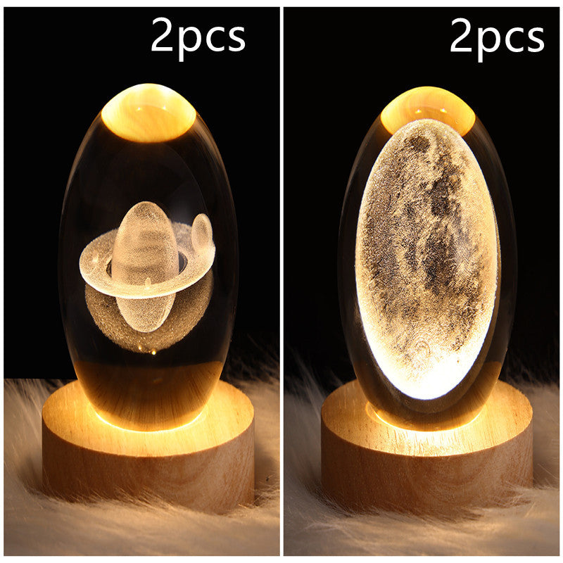 Crystal Ball Lamp Home Decor Night Light With 3D Planets - Once-Again.uk