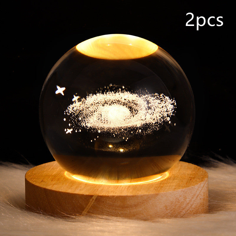 Crystal Ball Lamp Home Decor Night Light With 3D Planets - Once-Again.uk