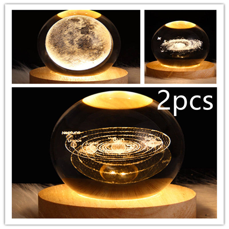 Crystal Ball Lamp Home Decor Night Light With 3D Planets - Once-Again.uk