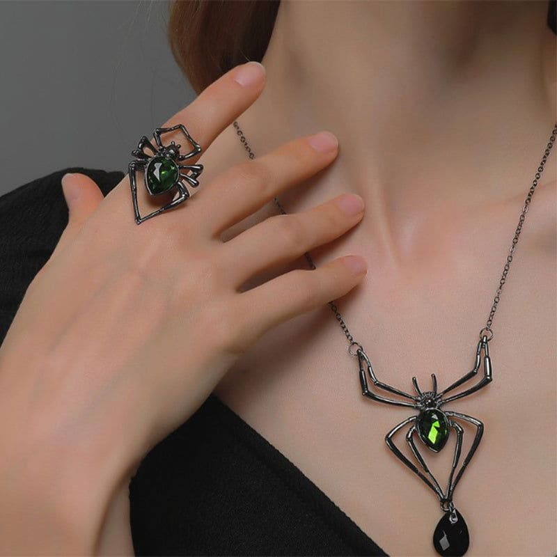Halloween drop-shaped spider necklace set - Once & AGAIN Home Appliance Shop