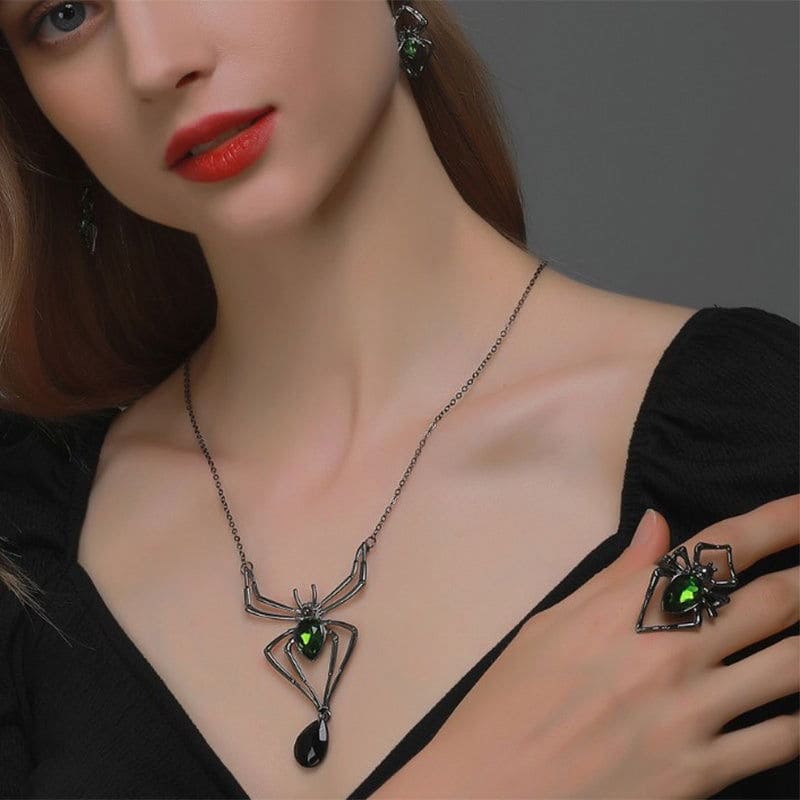 Halloween drop-shaped spider necklace set - Once & AGAIN Home Appliance Shop
