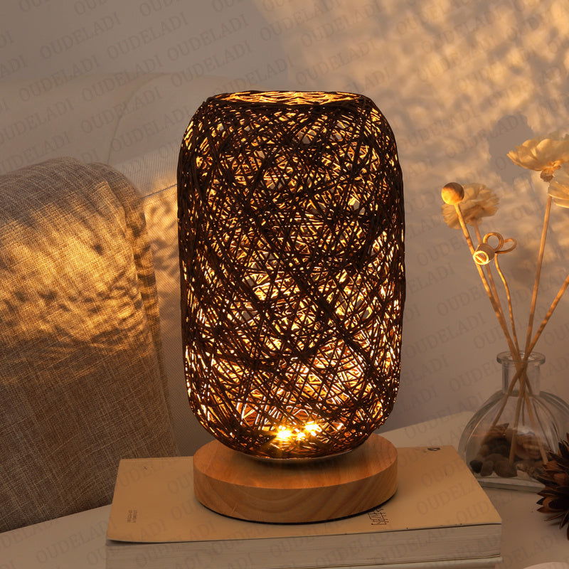 Handcrafted Twine Takraw Table Lamp For Living Room - Once & AGAIN Home Appliance Shop