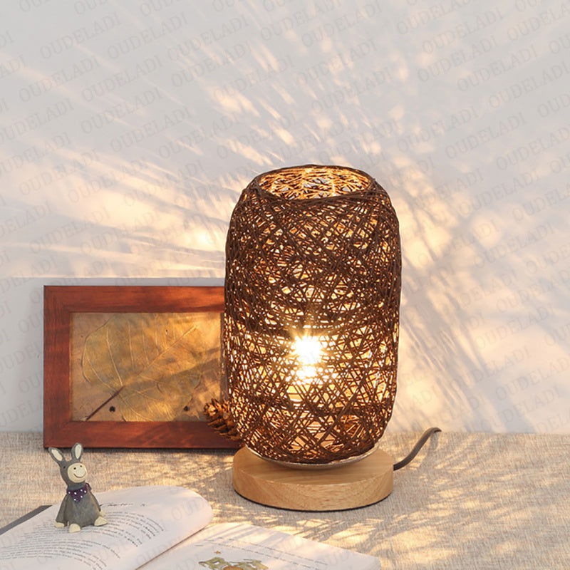 Handcrafted Twine Takraw Table Lamp For Living Room - Once & AGAIN Home Appliance Shop