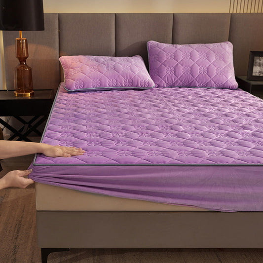 Luxury Coral Fleece Fitted Sheet With Quilted Design - Once & AGAIN Home Appliance Shop