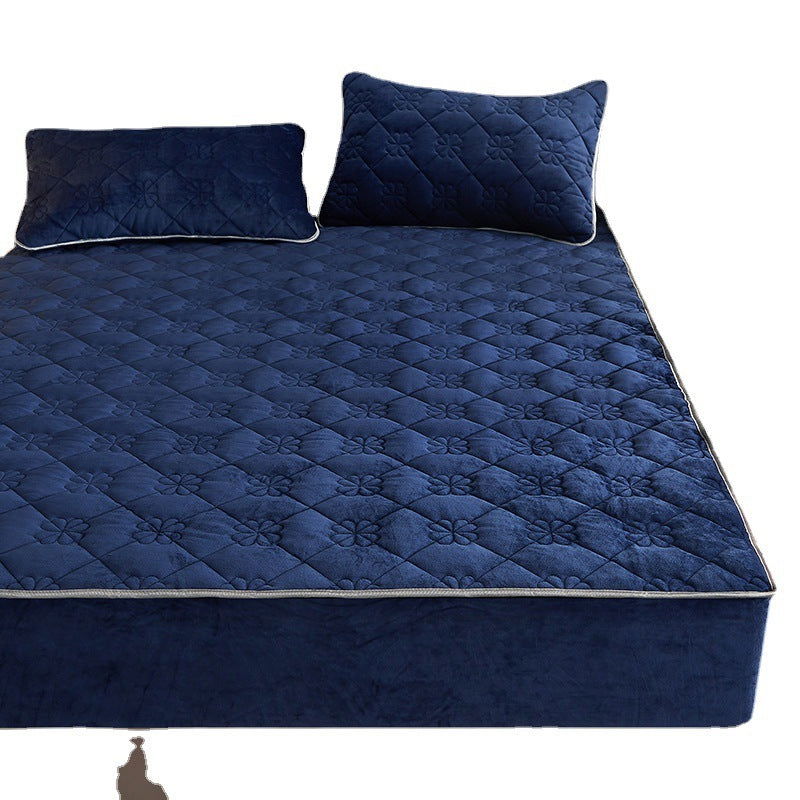 Luxury Coral Fleece Fitted Sheet With Quilted Design - Once & AGAIN Home Appliance Shop
