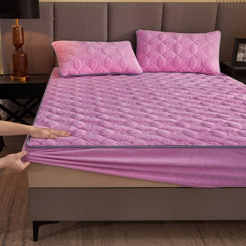 Luxury Coral Fleece Fitted Sheet With Quilted Design - Once & AGAIN Home Appliance Shop