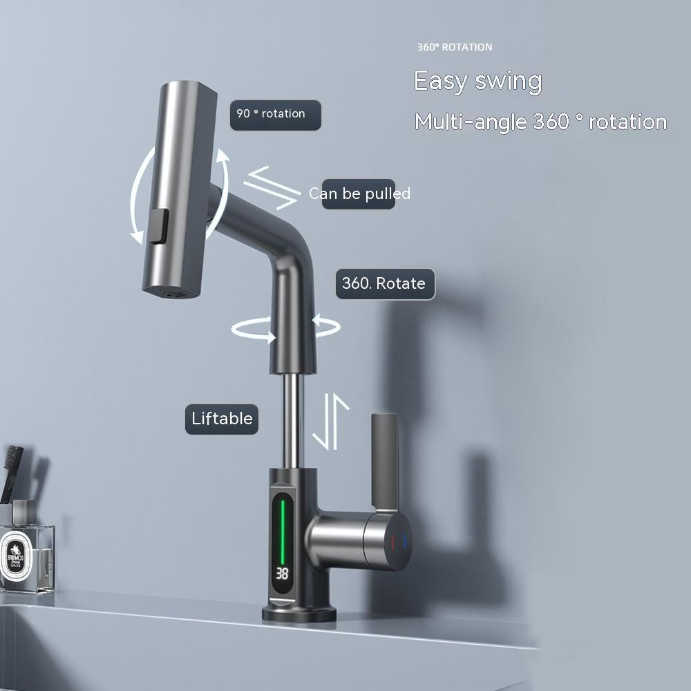 Modern Pull-Out Basin Faucet With Temperature Display - Once & AGAIN Home Appliance Shop