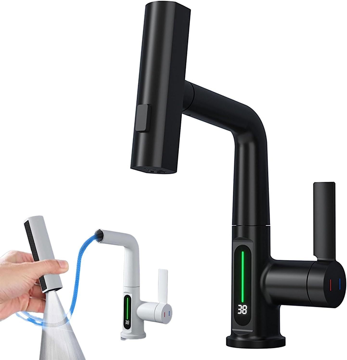 Modern Pull-Out Basin Faucet With Temperature Display - Once & AGAIN Home Appliance Shop