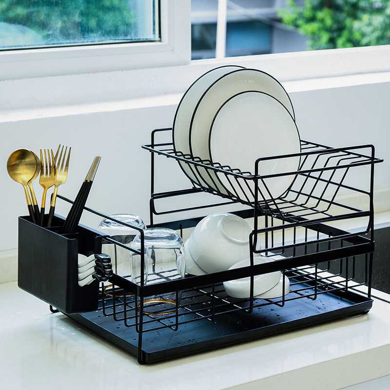 Space-Saving Double Tier Dish Storage Rack For Kitchen - Once & AGAIN Home Appliance Shop