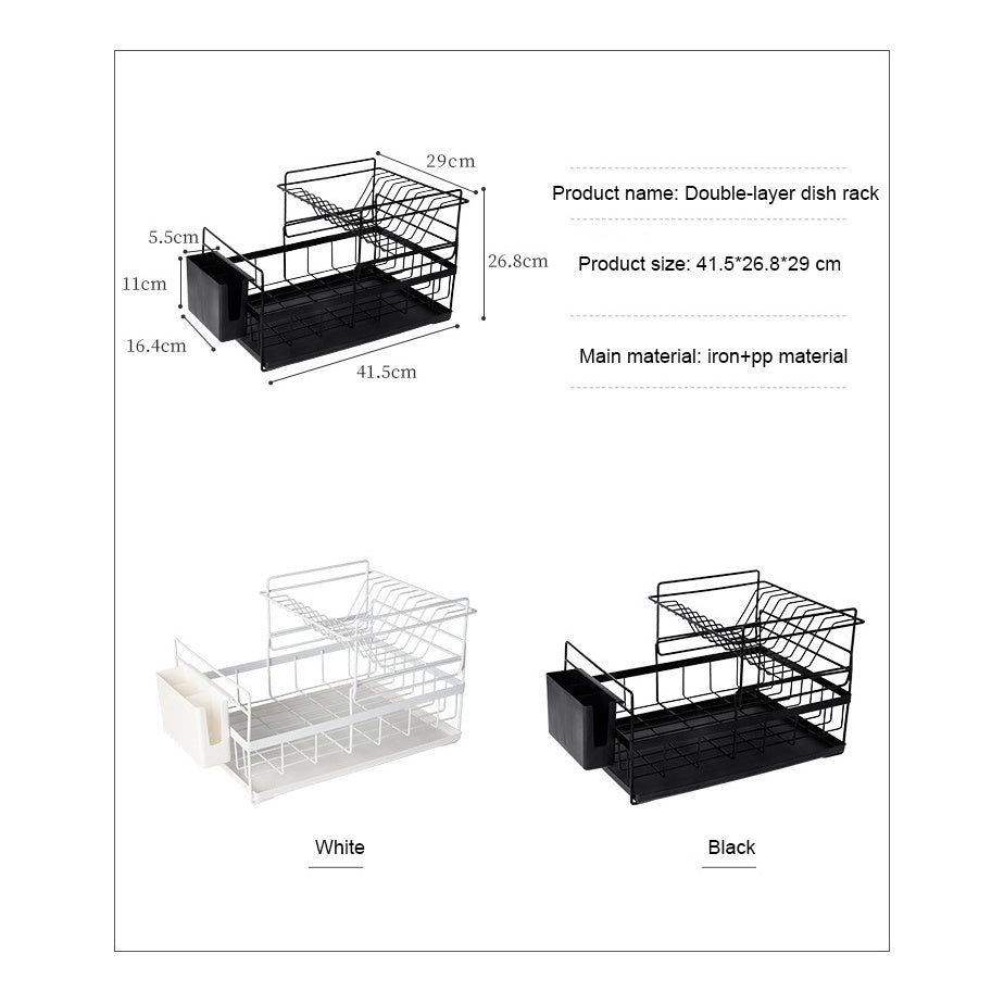 Space-Saving Double Tier Dish Storage Rack For Kitchen - Once & AGAIN Home Appliance Shop