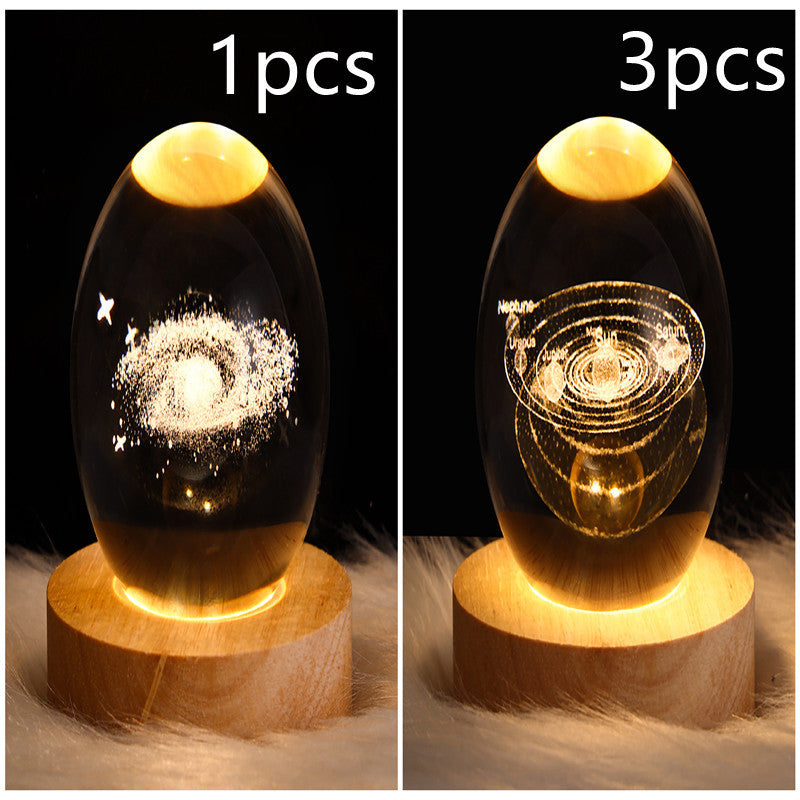Crystal Ball Lamp Home Decor Night Light With 3D Planets - Once-Again.uk