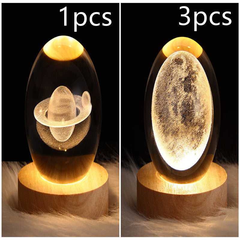 Crystal Ball Lamp Home Decor Night Light With 3D Planets - Once-Again.uk