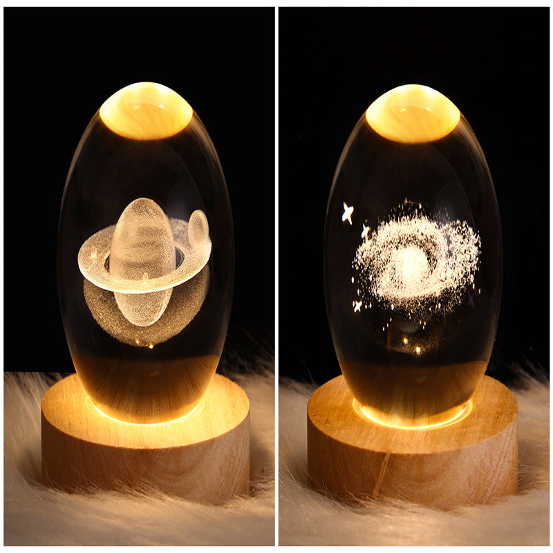 Crystal Ball Lamp Home Decor Night Light With 3D Planets - Once-Again.uk