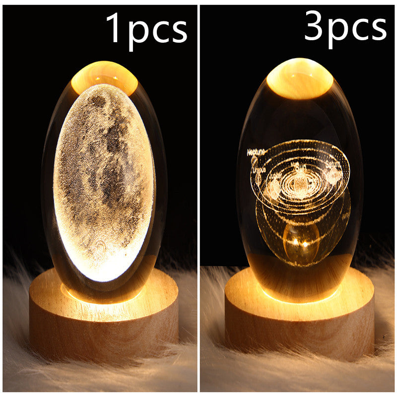 Crystal Ball Lamp Home Decor Night Light With 3D Planets - Once-Again.uk