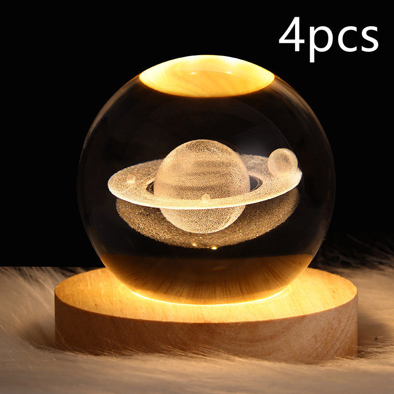 Crystal Ball Lamp Home Decor Night Light With 3D Planets - Once-Again.uk