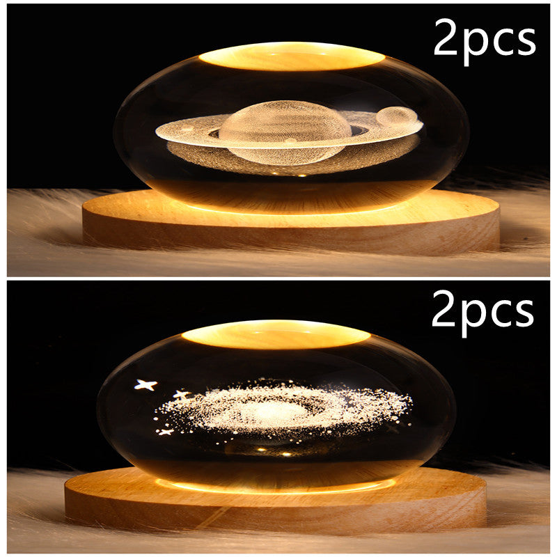Crystal Ball Lamp Home Decor Night Light With 3D Planets - Once-Again.uk