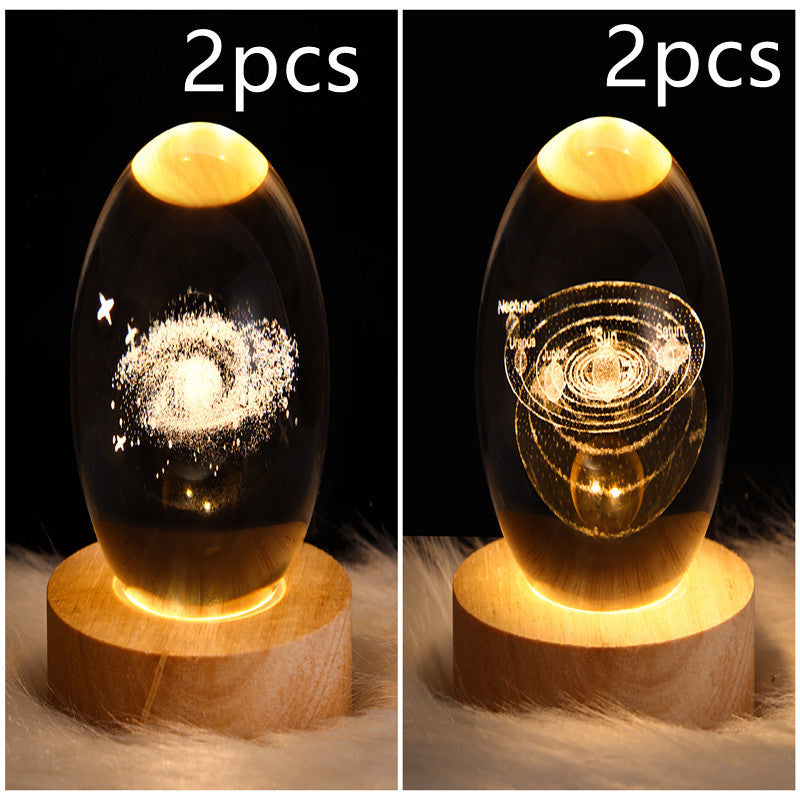 Crystal Ball Lamp Home Decor Night Light With 3D Planets - Once-Again.uk