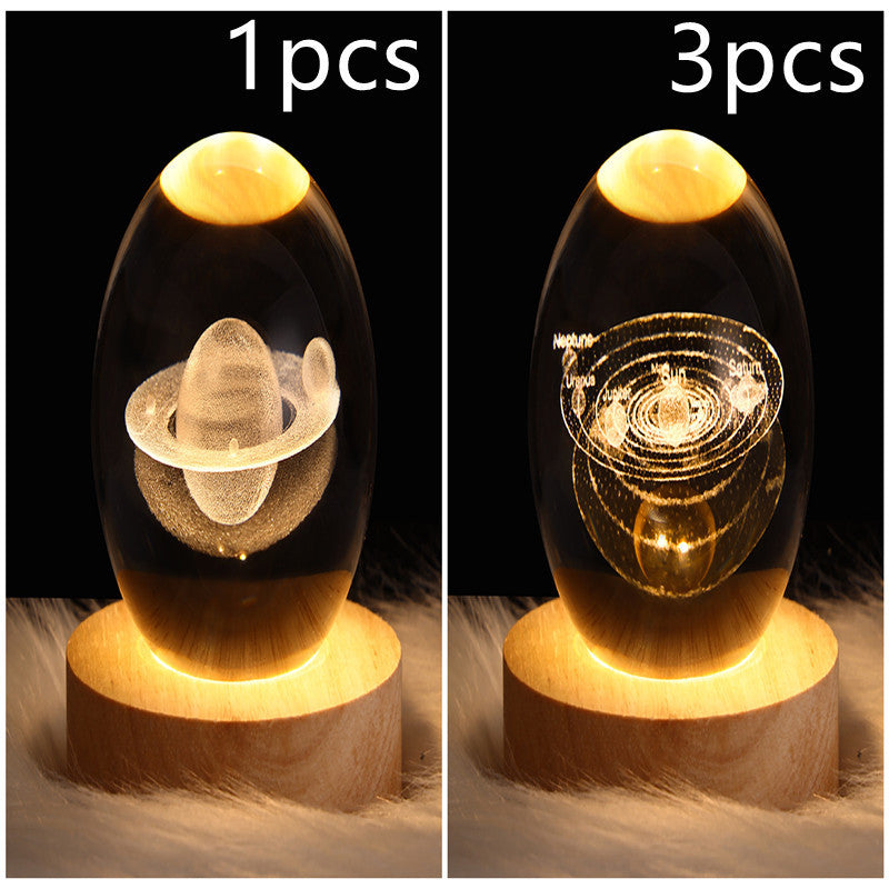 Crystal Ball Lamp Home Decor Night Light With 3D Planets - Once-Again.uk