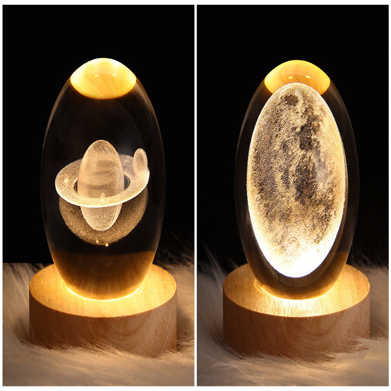Crystal Ball Lamp Home Decor Night Light With 3D Planets - Once-Again.uk