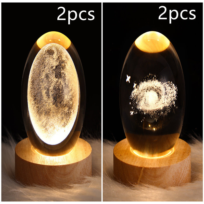 Crystal Ball Lamp Home Decor Night Light With 3D Planets - Once-Again.uk