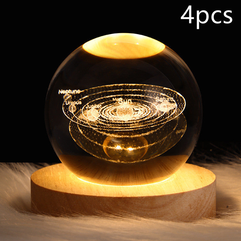 Crystal Ball Lamp Home Decor Night Light With 3D Planets - Once-Again.uk
