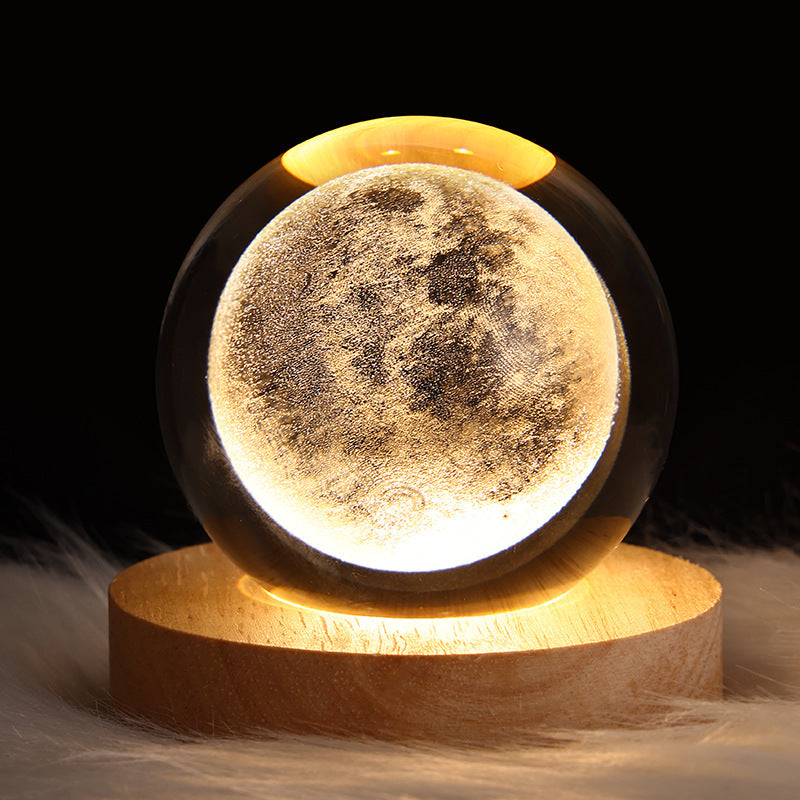 Crystal Ball Lamp Home Decor Night Light With 3D Planets - Once-Again.uk