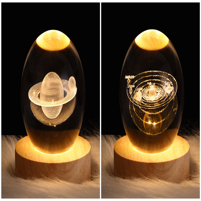 Crystal Ball Lamp Home Decor Night Light With 3D Planets - Once-Again.uk