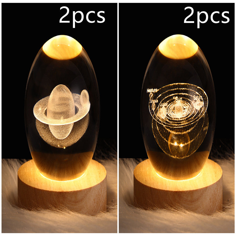 Crystal Ball Lamp Home Decor Night Light With 3D Planets - Once-Again.uk