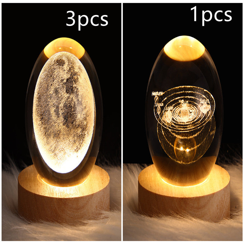 Crystal Ball Lamp Home Decor Night Light With 3D Planets - Once-Again.uk